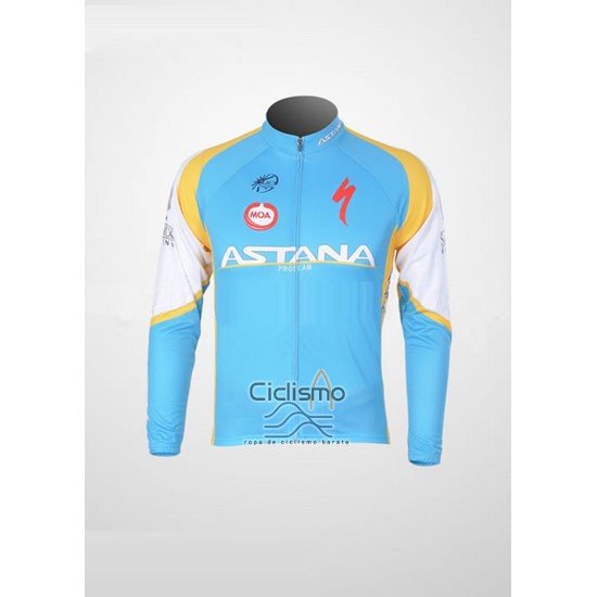 Astana Ropa Ciclismo Culotte Largo 2012 Mangas Largas Azul Claro y Negro